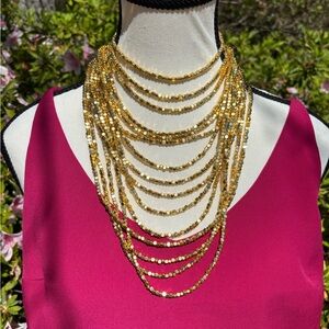 Stunning Karine Sultan adjustable Gold Multi-Strand Beaded Statement Necklace